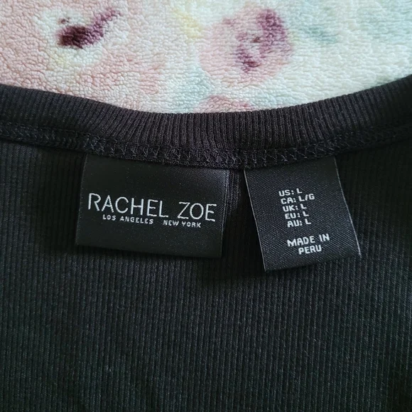 Rachel Zoe Ribbed Black🖤 Henley Top - NWT - Picture 4 of 9